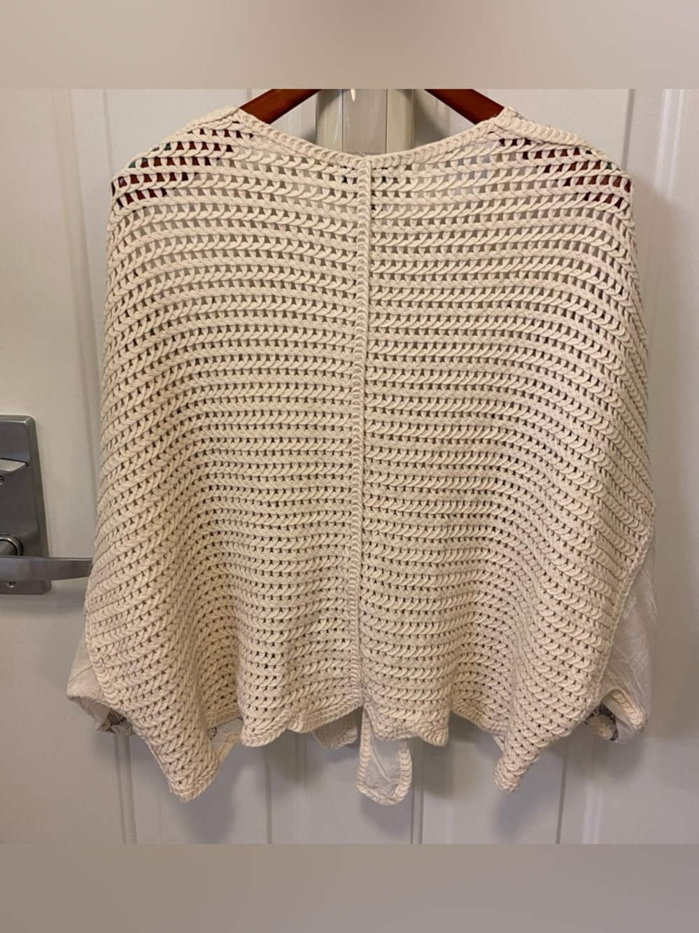 Rachel Zoe Open-Knit Crochet Top in Cream and Navy Embroidery - Picture 2 of 12